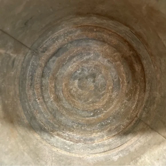 Old Galvanized Bucket with Distressed Finish Writing & Sticker 9” Tall - Picture 10 of 16